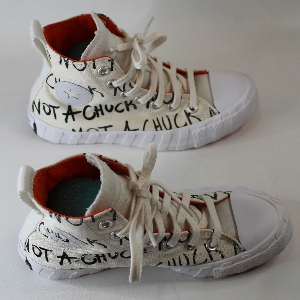 Converse Chuck Taylor All Star High Top‎ NOT A CHUCK Print White Orange SZ 4 US